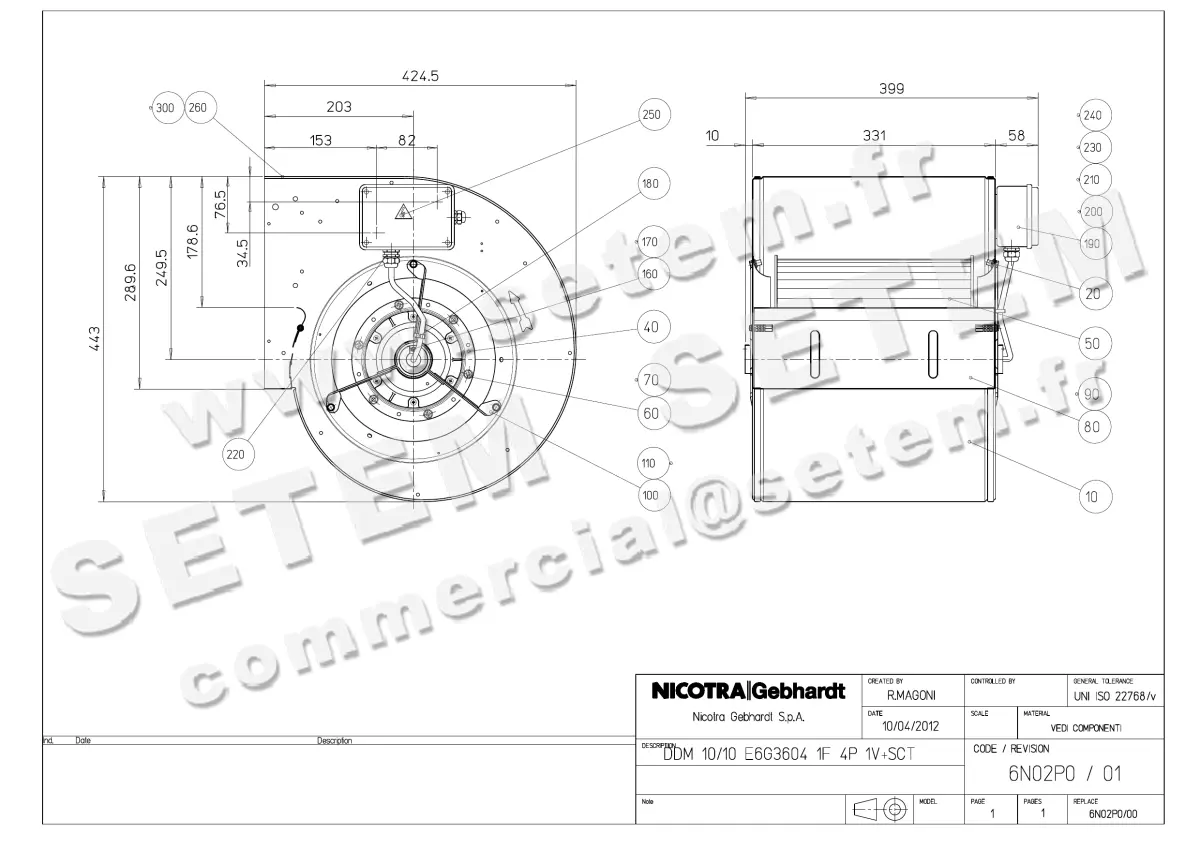 4624005063-VENTILATEUR NICOTRA GEBHARDT DDM10/10 550W 4P M230V 1V E6G3604 +BB *6N02P0* 4