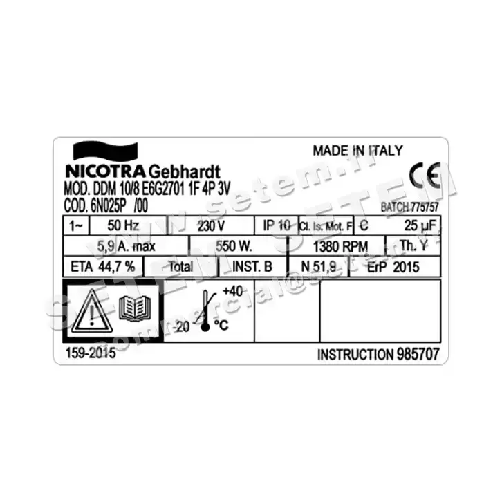 4624005083-VENTILATEUR NICOTRA GEBHARDT DDM10/8 550W 4P M230V 3V E6G2701 *6N025P* 3