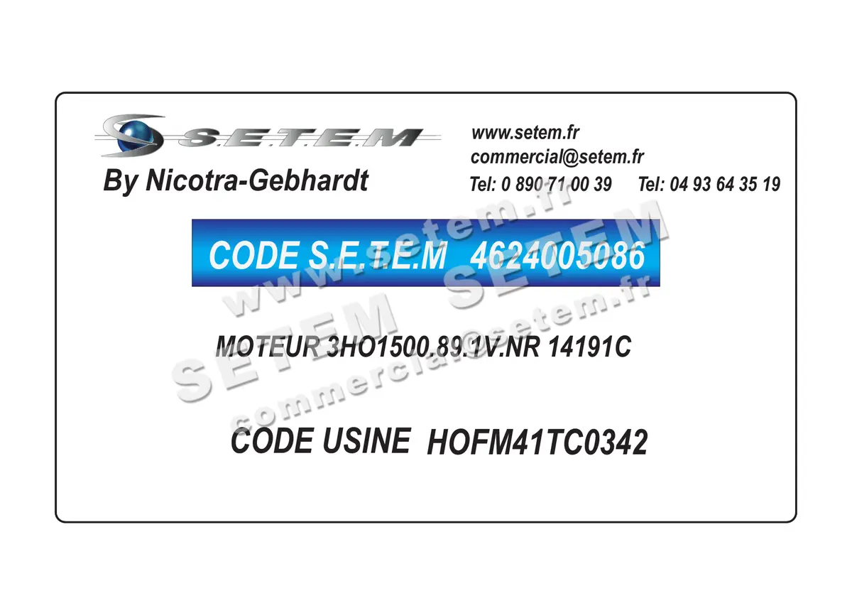 4624005086-MOTEUR NICOTRA GEBHARDT 3HO1500.89.1V.NR "14191C" *HOFM41TC0342* 2