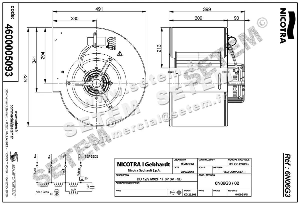 4624005093-VENTILATEUR NICOTRA GEBHARDT DD12/9 736W 6P M230V 3V M92F +PI *6N06G3* 2