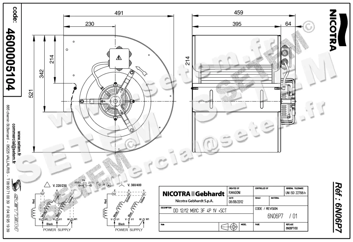 4624005104-VENTILATEUR NICOTRA GEBHARDT DD12/12 1500W 4P T230/400V 1V M91C +BB *6N06P7* 2