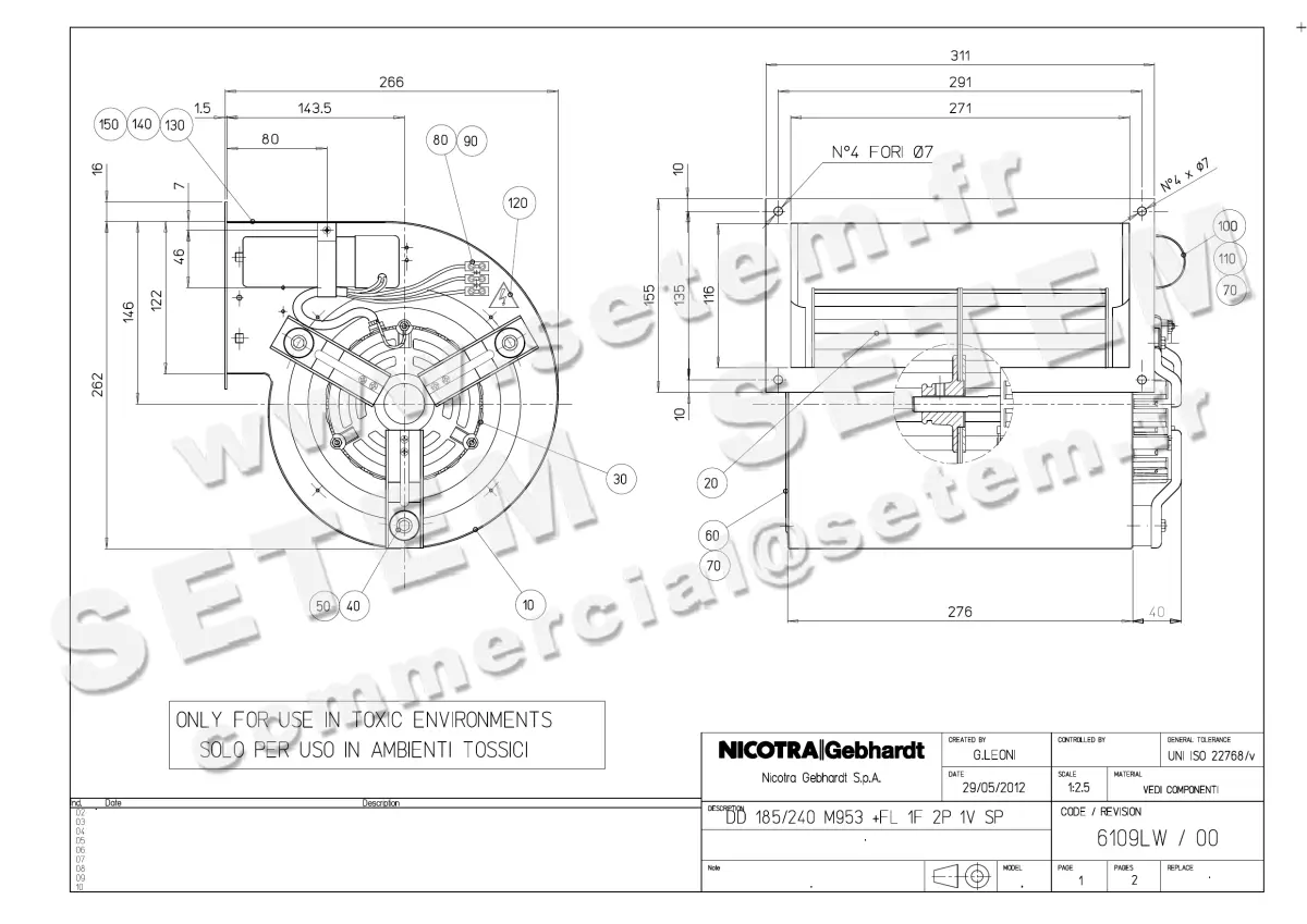 4624005105-VENTILATEUR NICOTRA GEBHARDT DD185/240 1000W 2P M230V 1V M953 SP +BR *6109LW* 2