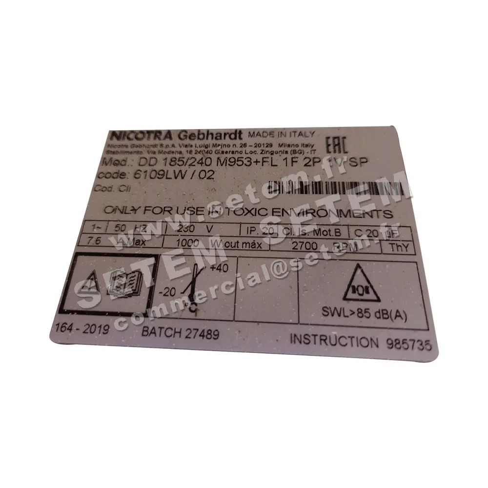 4624005105-VENTILATEUR NICOTRA GEBHARDT DD185/240 1000W 2P M230V 1V M953 SP +BR *6109LW* 3