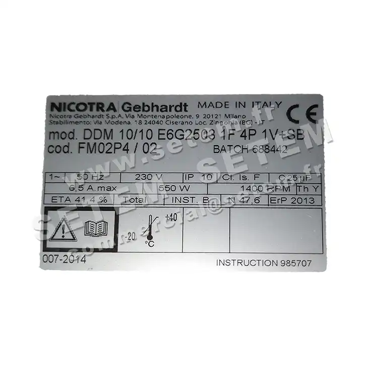 4624005106-VENTILATEUR NICOTRA GEBHARDT DDM10/10 550W 4P M230V 1V E6G2503 +PI *6N02P4* 2