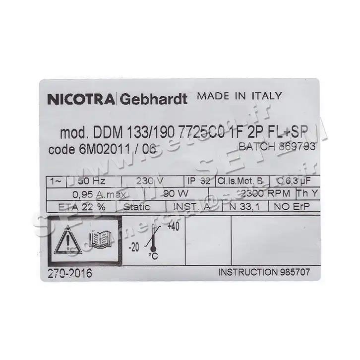 4624005113-VENTILATEUR NICOTRA GEBHARDT DDM133/190 90W 2P M230V 1V 7725C0 +BR *6M02011* 5