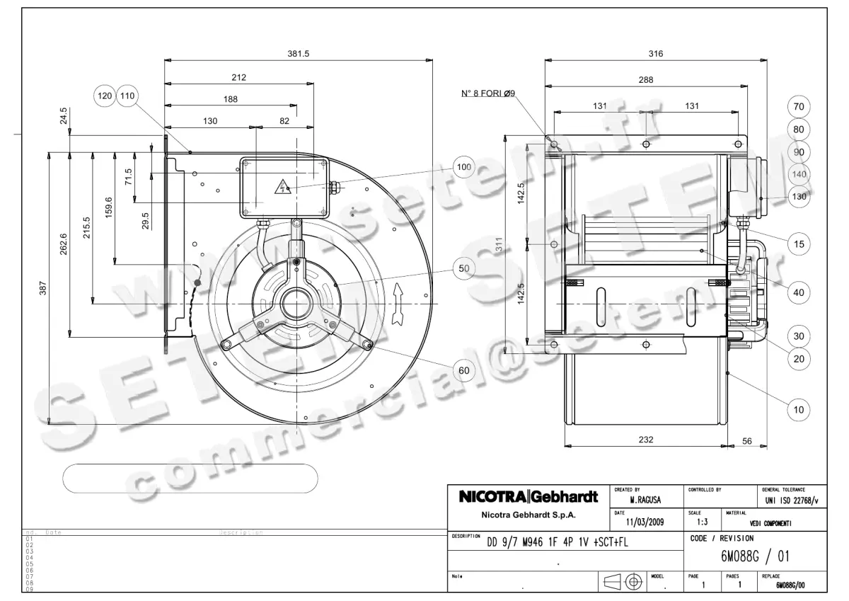 4624005133-VENTILATEUR NICOTRA GEBHARDT DD9/7 300W 4P M230V 1V M946 +BR+BB *6M088G*