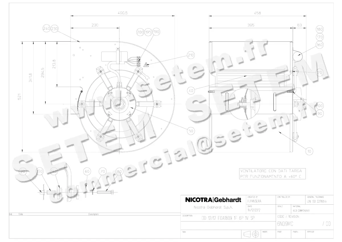 4624005146-VENTILATEUR NICOTRA GEBHARDT DD12/12 1100W 6P M230V 1V E0A1809 *6N09MC*
