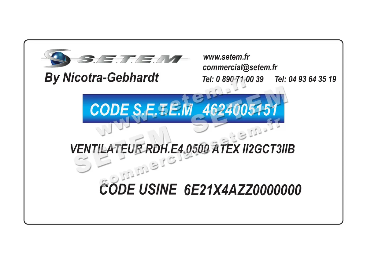 4624005151-VENTILATEUR NICOTRA GEBHARDT RDH.E4.0500 ATEX II2GCT3IIB *6E21X4AZZ0000000* 2