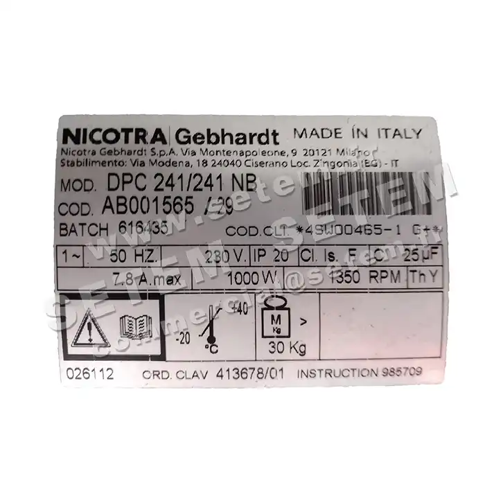 4624005175-GMV NICOTRA GEBHARDT DPC241/241NB PB024100 *AB001565*