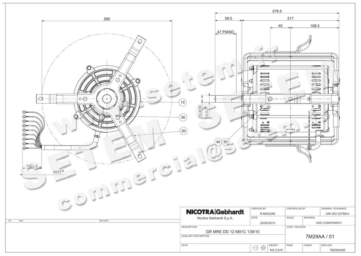 4624005178-MOTEUR NICOTRA GEBHARDT M91C +BRAS *7M29AA*