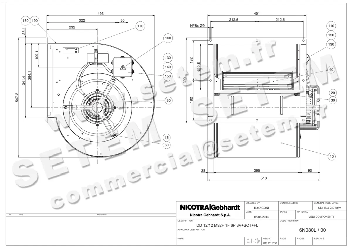 4624005211-VENTILATEUR NICOTRA GEBHARDT DD12/12 736W 6P M230V 3V M92F +BR+BB *6N080L*