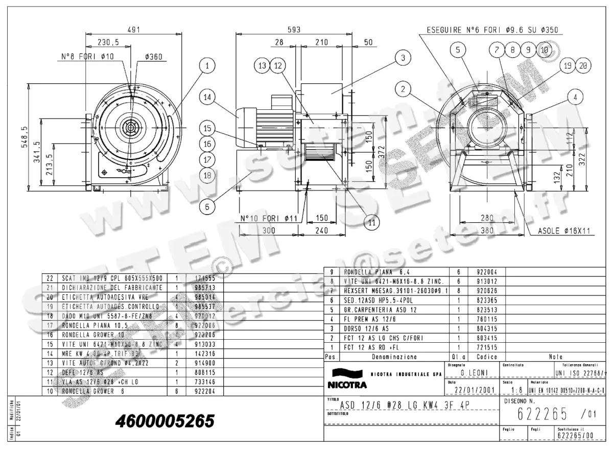 4624005265-VENTILATEUR NICOTRA GEBHARDT ASD12/6LG 4KW 4P T230/400V 1V 142316 *622265*