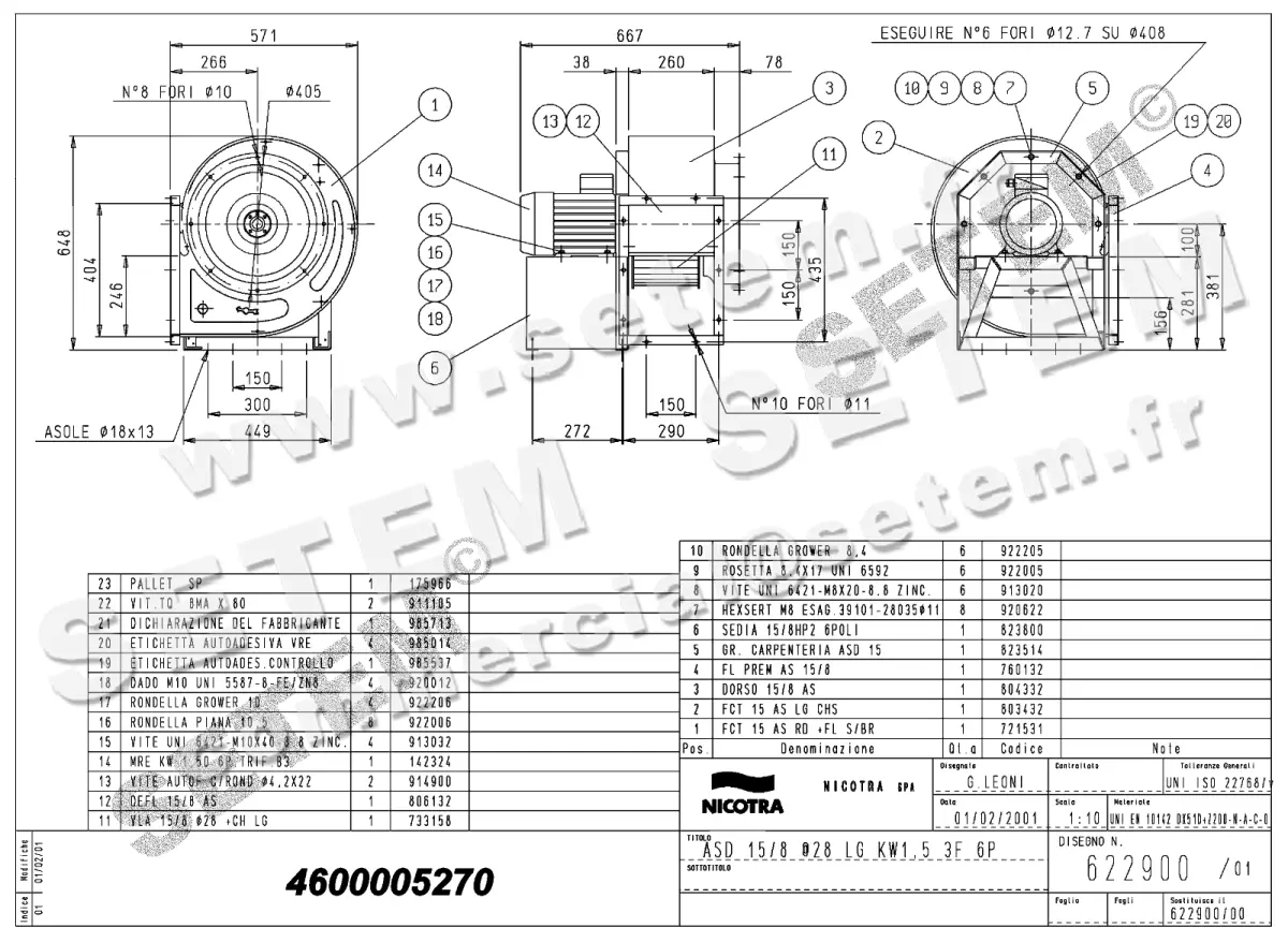 4624005270-VENTILATEUR NICOTRA GEBHARDT ASD15/8LG 1.5KW 6P T230/400V 1V 142324 *622900*
