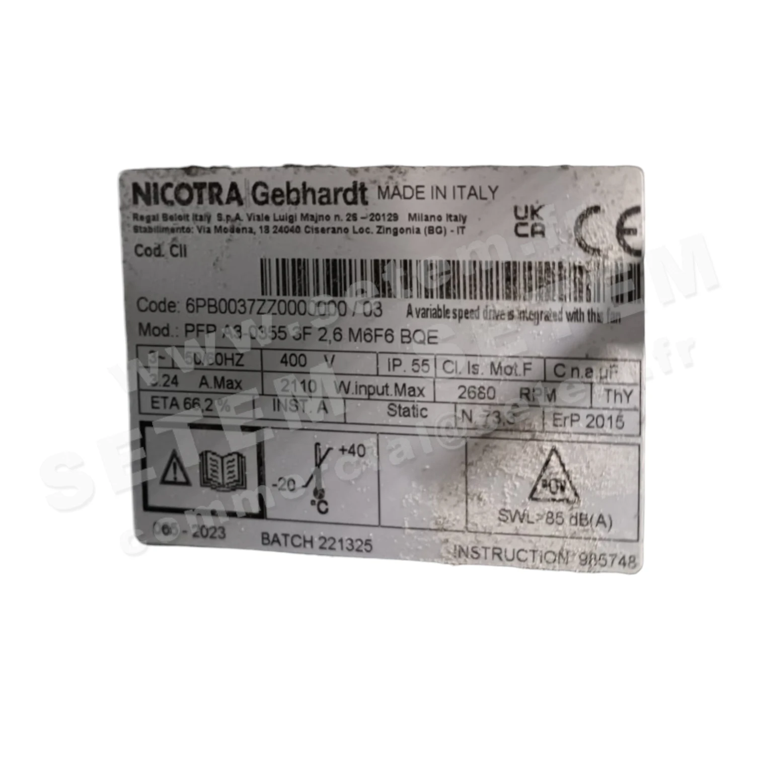 4624005309-MOTEUR NICOTRA GEBHARDT PFP A3-0355 3F 2.6 M6F6 BQE 2