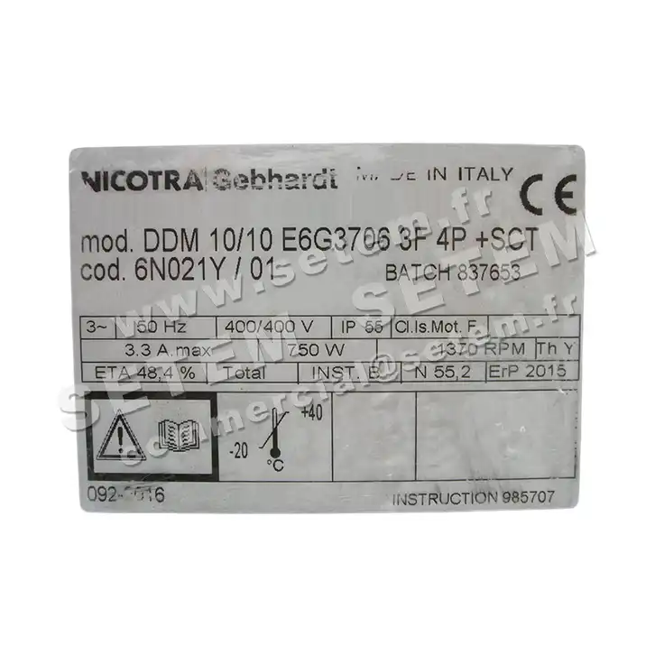 4624005311-VENTILATEUR NICOTRA GEBHARDT DDM10/10 750W 4P T400V 2V E6G3706 +BB *6N021Y* 6