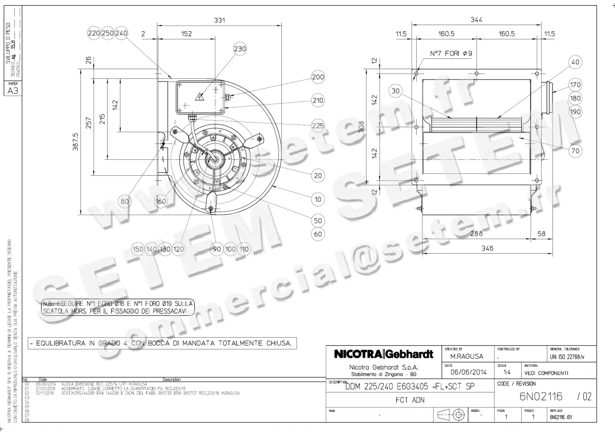 4624006018-VENTILATEUR NICOTRA GEBHARDT DDM225/240 420W 4P M230V 1V +BR+BB *6N02116*