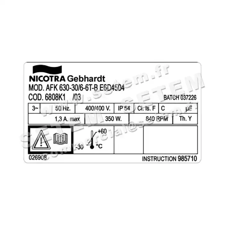 4624006576-VENTILATEUR NICOTRA GEBHARDT AFK630.30/6.6TB E6D4504 *6808K1* 3