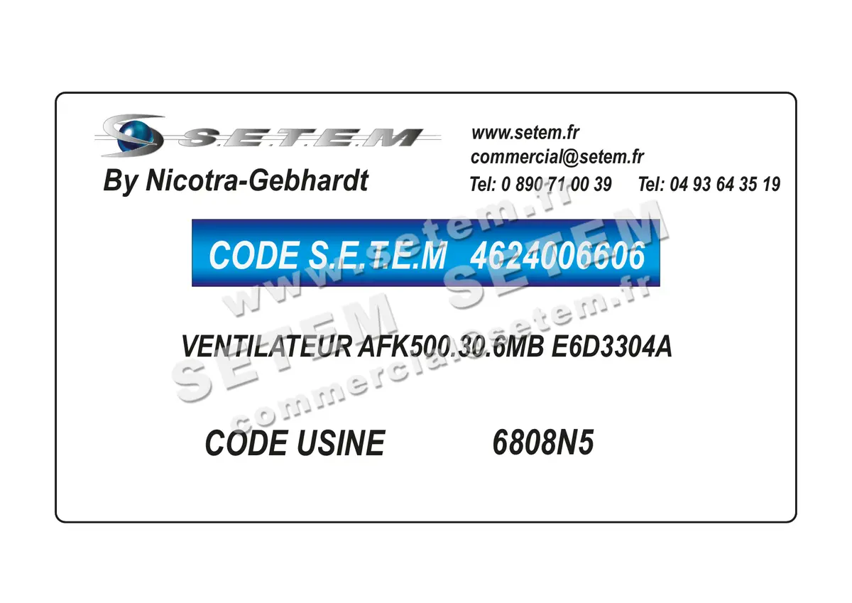 4624006606-VENTILATEUR NICOTRA GEBHARDT AFK500.30.6MB E6D3304A *6808N5*