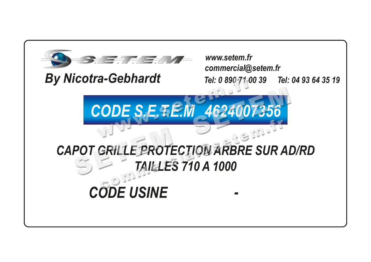 4624007356-CAPOT DE GRILLE NICOTRA GEBHARDT PROTECTION ARBRE SUR AD/RD TAILLES 710 A 1000