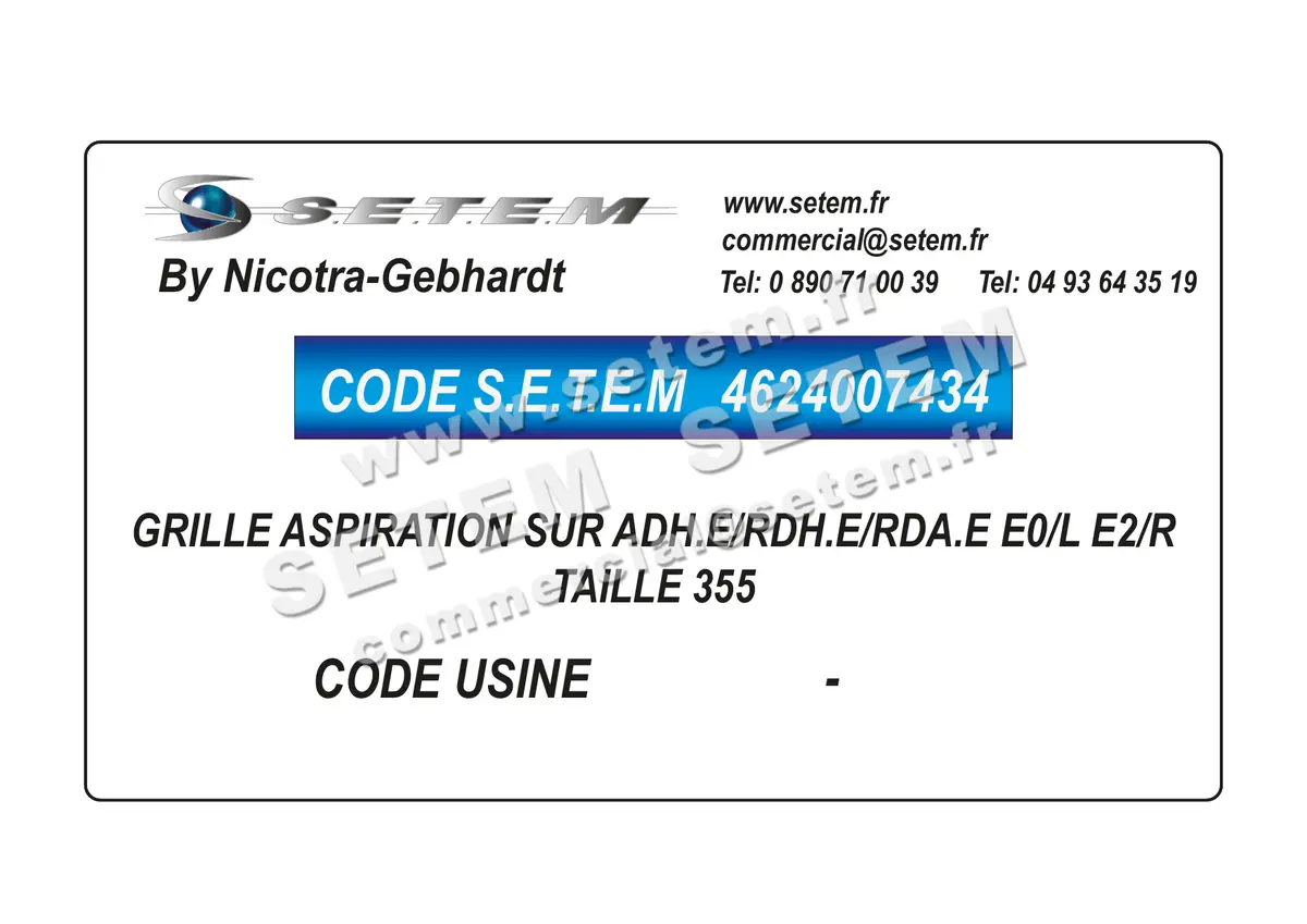 4624007434-GRILLE D'ASPIRATION NICOTRA GEBHARDT SUR ADH.E/RDH.E/RDA.E E0/L E2/R TAILLE 355