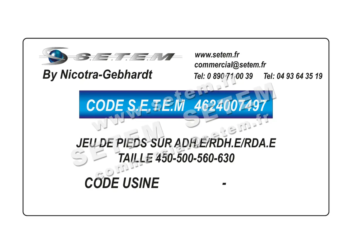 4624007497-JEU DE PIEDS SUR ADH.E/RDH.E/RDA.E TAILLE 450-500-560-630 NICOTRA GEBHARDT