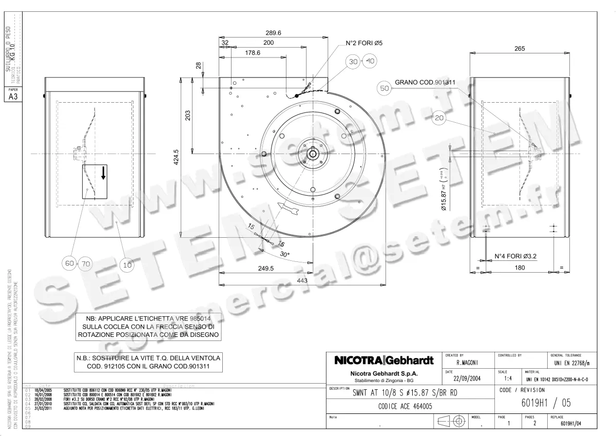 4624008044-ENSEMBLE VOLUTE/TURBINE NICOTRA GEBHARDT SMNT AT10/8 *6019H1* 3