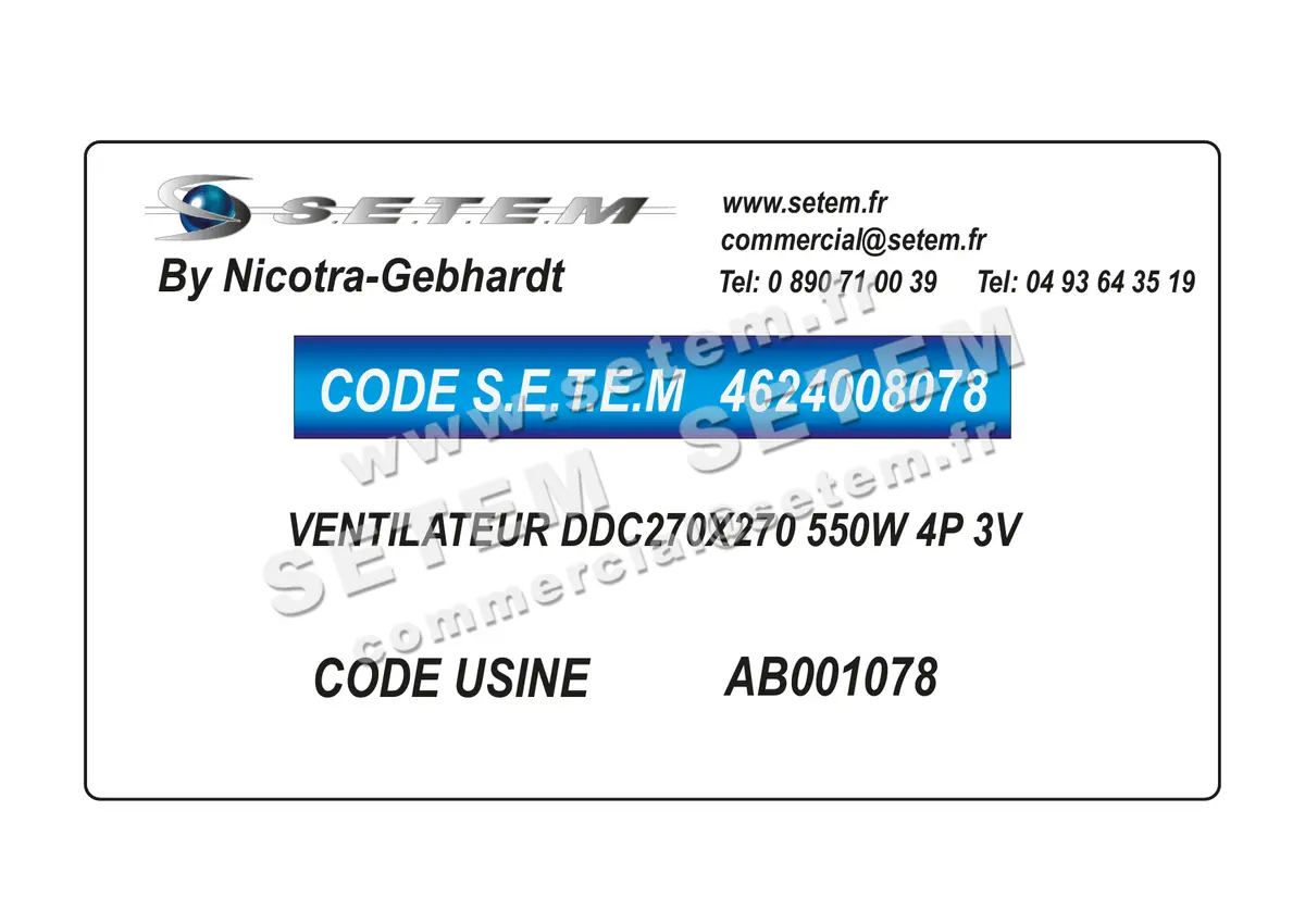 4624008078-VENTILATEUR NICOTRA GEBHARDT DDC270X270 550W 4P 3V *AB001078*