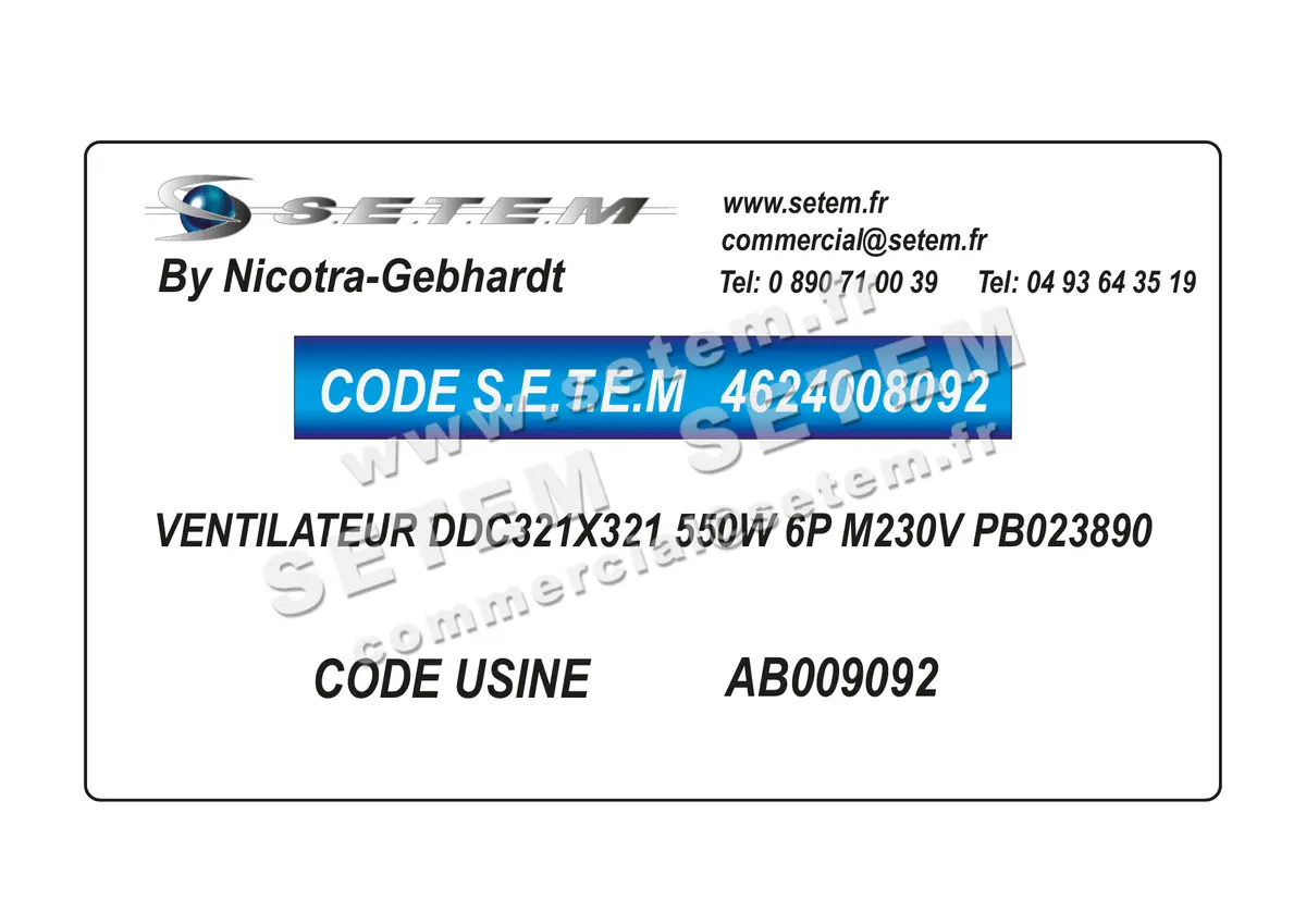 4624008092-VENTILATEUR NICOTRA GEBHARDT DDC321X321 550W 6P M230V PB023890 *AB009092*