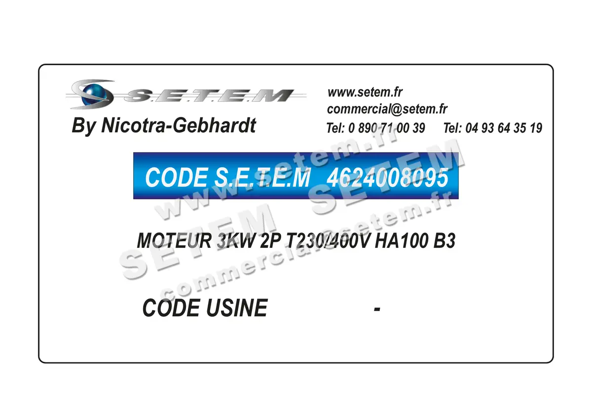 4624008095-MOTEUR NICOTRA GEBHARDT 3KW 2P T230/400V HA100 B3