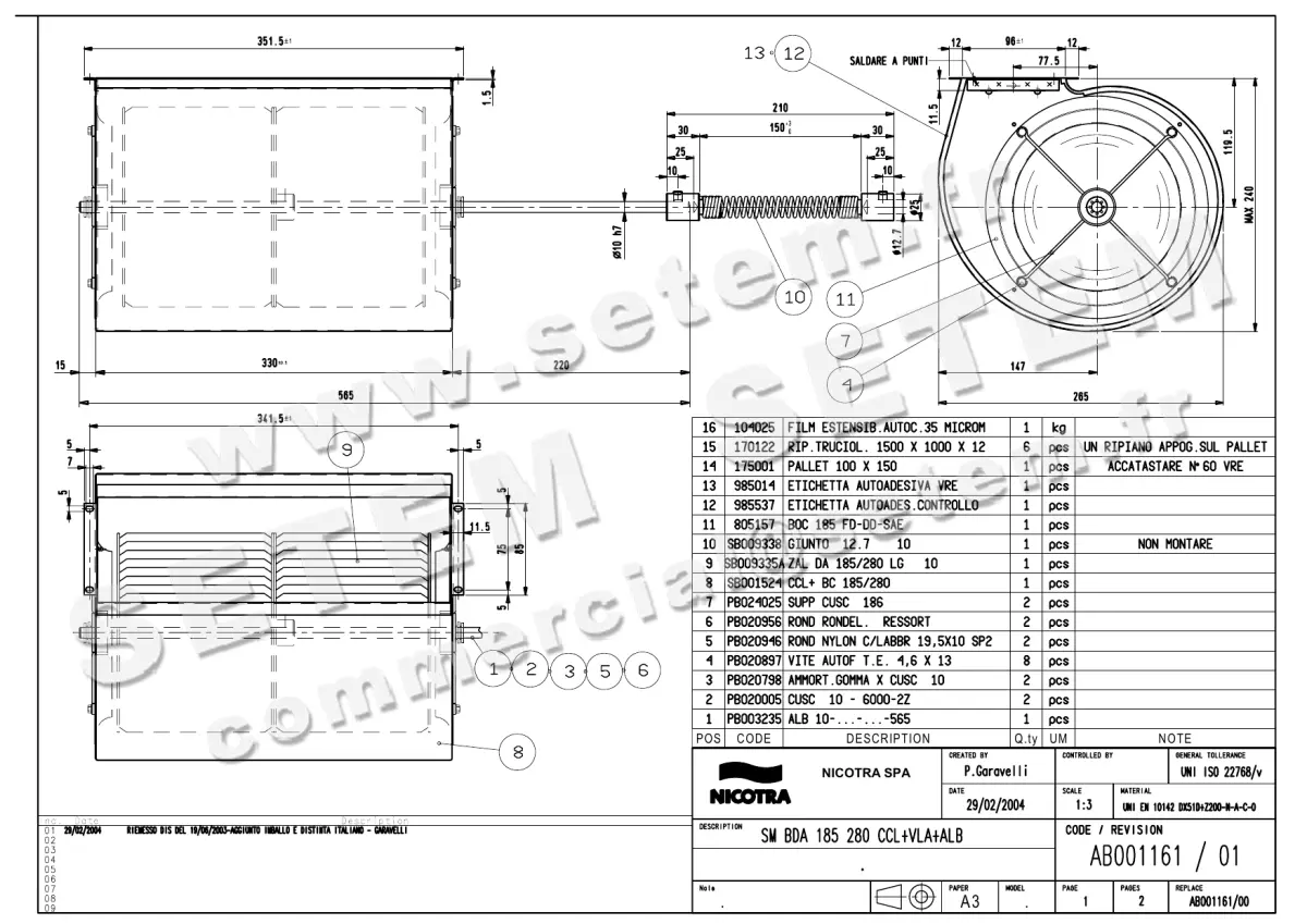 4624008161-ENSEMBLE VOLUTE/TURBINE NICOTRA GEBHARDT SMBDA185.280 CCL+VLA+ALB *AB001161*