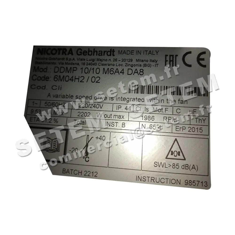 4624008234-VENTILATEUR NICOTRA GEBHARDT DDMP10/10 1416A4 +DRIVER *6M04H2* 2