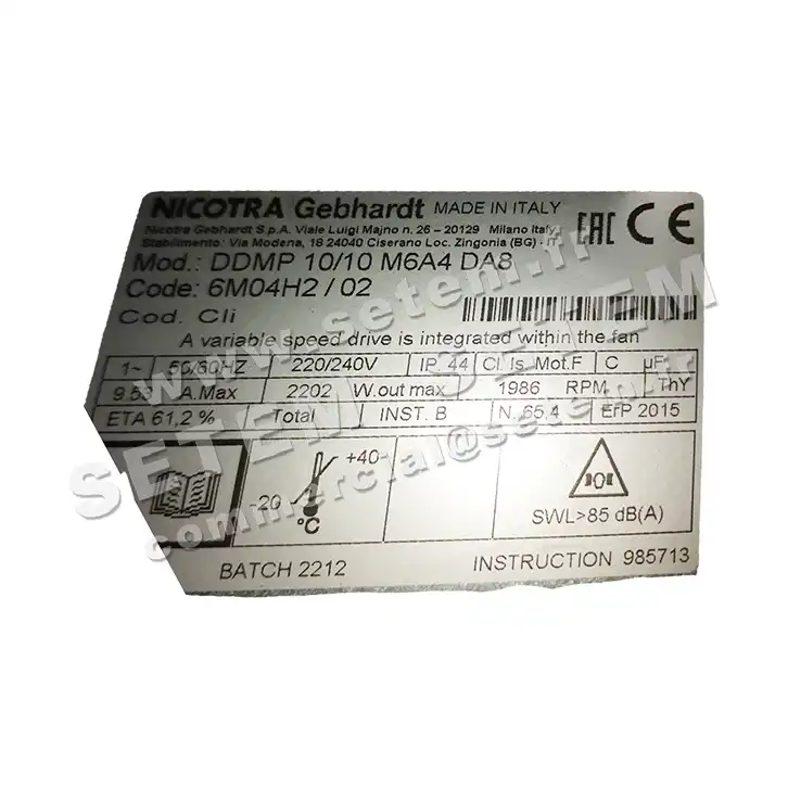 4624008234-VENTILATEUR NICOTRA GEBHARDT DDMP10/10 1416A4 +DRIVER *6M04H2*
