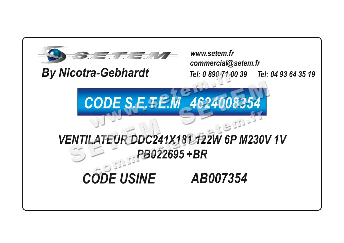 4624008354-VENTILATEUR NICOTRA GEBHARDT DDC241X181 122W 6P M230V 1V PB022695 +BR *AB007354* 5