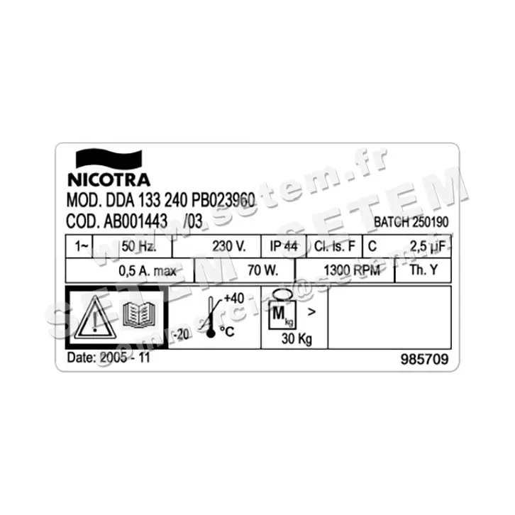 4624008443-GMV NICOTRA GEBHARDT DDA133/240 PB023960 *AB001443* 3