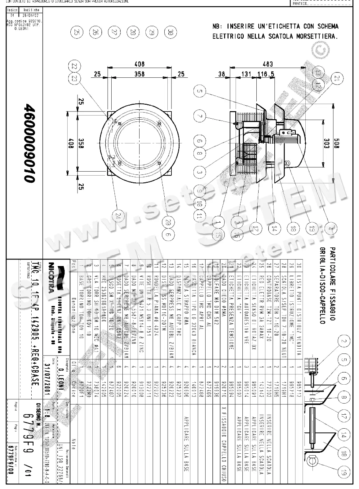 4624009010-TOURELLE NICOTRA GEBHARDT TMC10 AVEC VARIATEUR ET CADRE DE SCELLEMENT *6779F9*