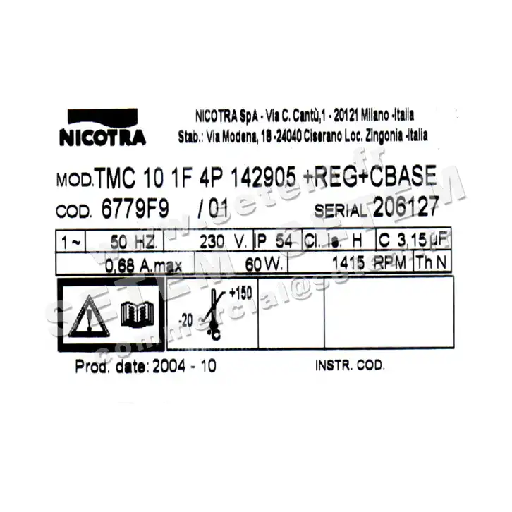 4624009010-TOURELLE NICOTRA GEBHARDT TMC10 AVEC VARIATEUR ET CADRE DE SCELLEMENT *6779F9* 3