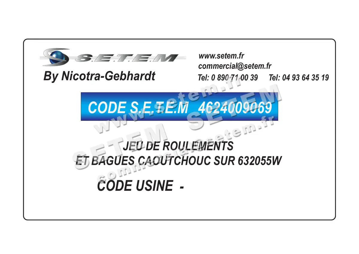 4624009069-JEU DE ROULEMENTS ET BAGUES CAOUTCHOUC SUR 632055W NICOTRA GEBHARDT