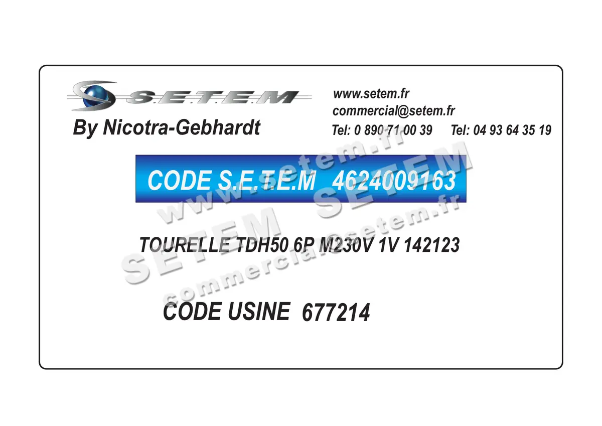 4624009163-TOURELLE NICOTRA GEBHARDT TDH50 6P M230V 1V 142123 *677214* 2