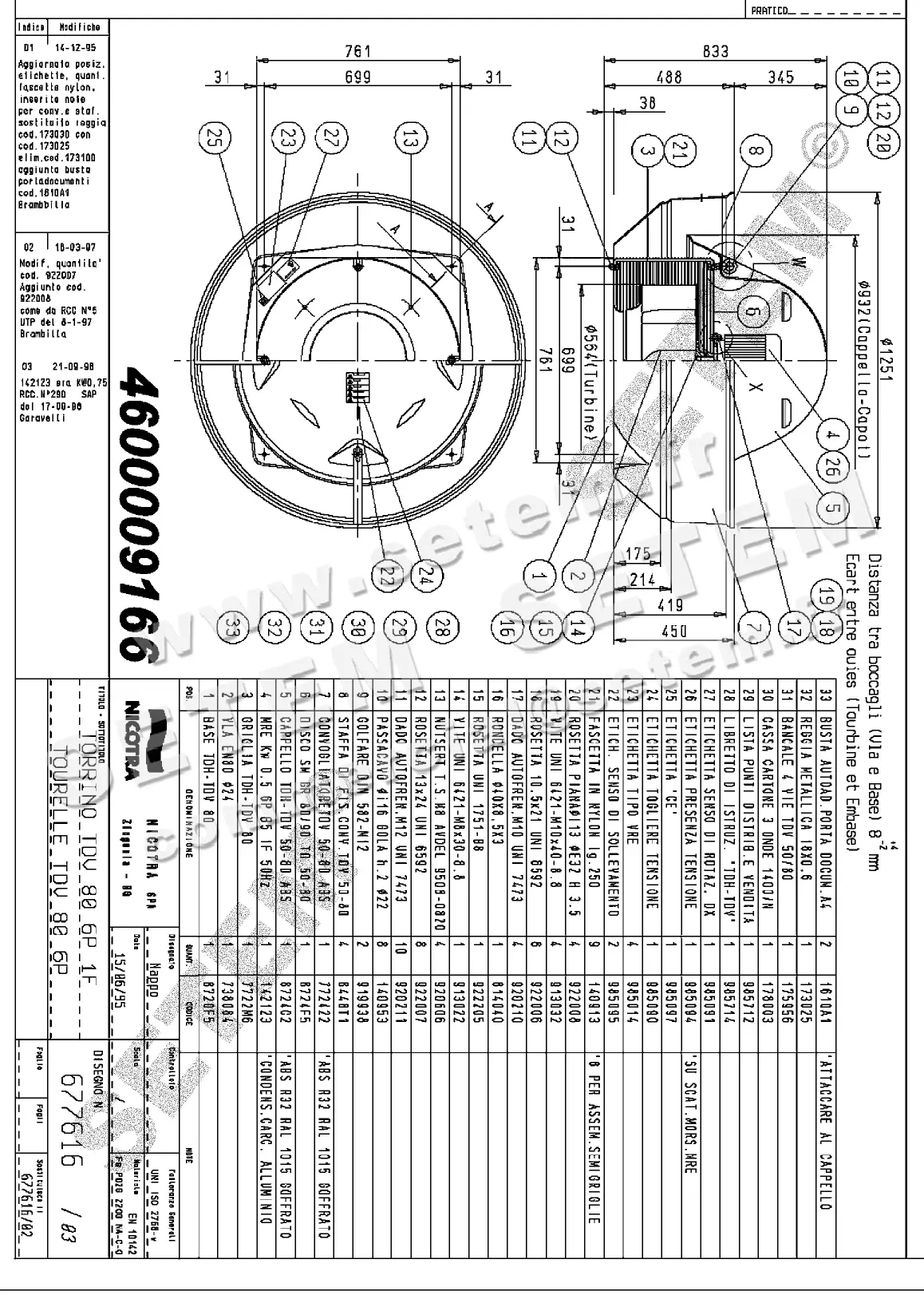 4624009166-TOURELLE NICOTRA GEBHARDT TDV80 6P M230V 1V *677616*