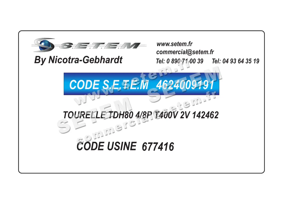 4624009191-TOURELLE NICOTRA GEBHARDT TDH80 4/8P T400V 2V 142462 *677416*