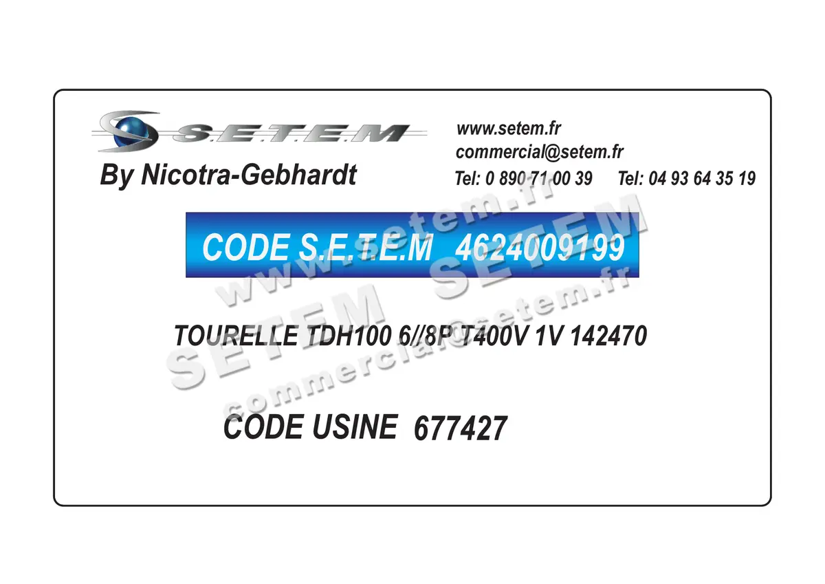 4624009199-TOURELLE NICOTRA GEBHARDT TDH100 6//8P T400V 1V 142470 *677427*