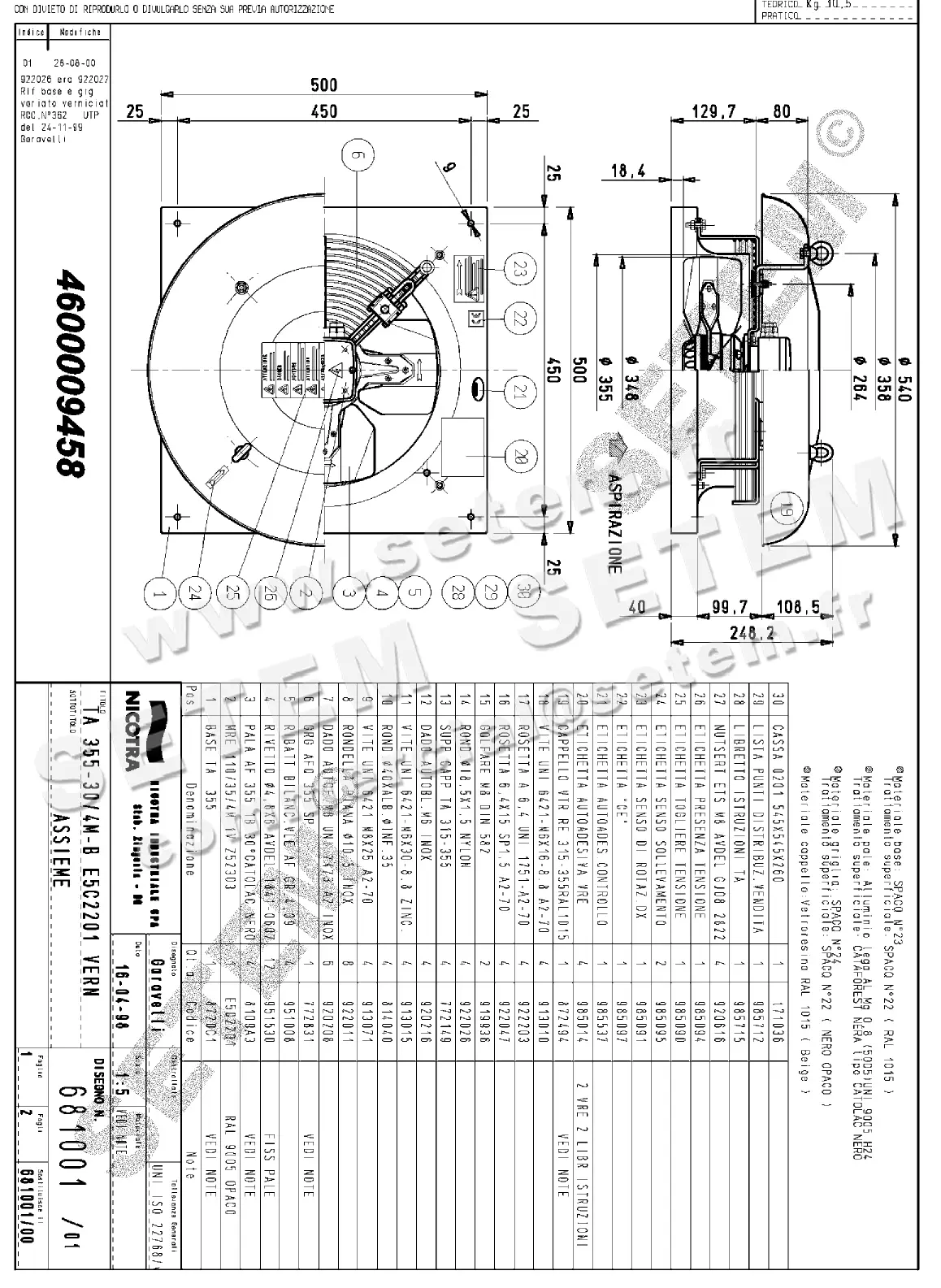4624009458-TOURELLE NICOTRA GEBHARDT TA355 4P M230V 1V *681001*