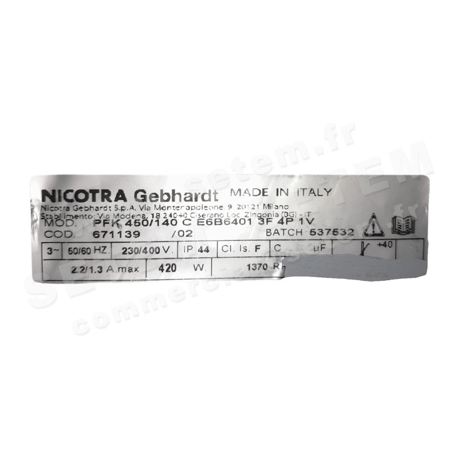 4624009708-MOTOTURBINE NICOTRA GEBHARDT PFK450/140C 420W 4P T230/400V 1V E6B6401 *671139*