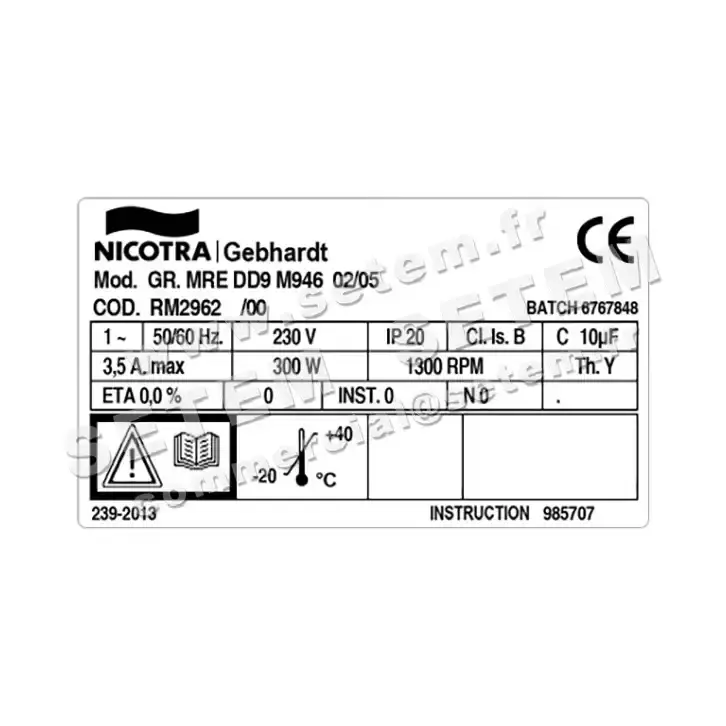 4624009811-MOTEUR NICOTRA GEBHARDT 11U07500 +BRAS 3
