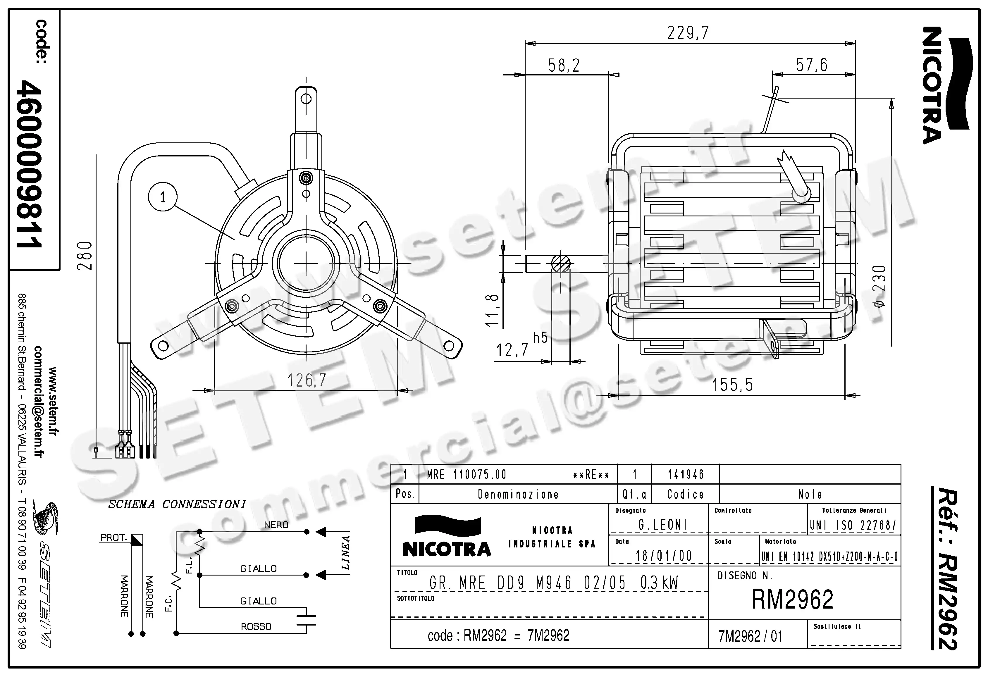 4624009811-MOTEUR NICOTRA GEBHARDT 11U07500 +BRAS 5