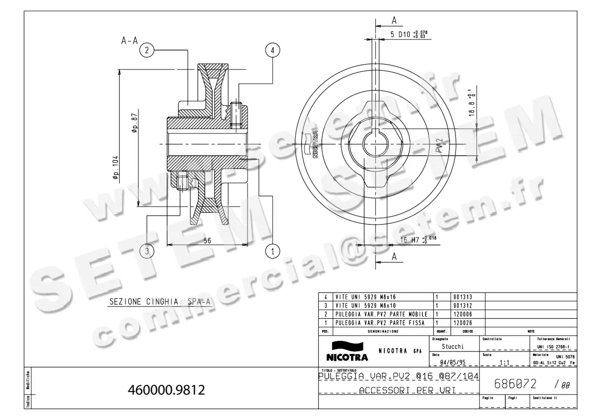 4624009812-POULIE VARIABLE PV2 D110MM A16MM NICOTRA GEBHARDT