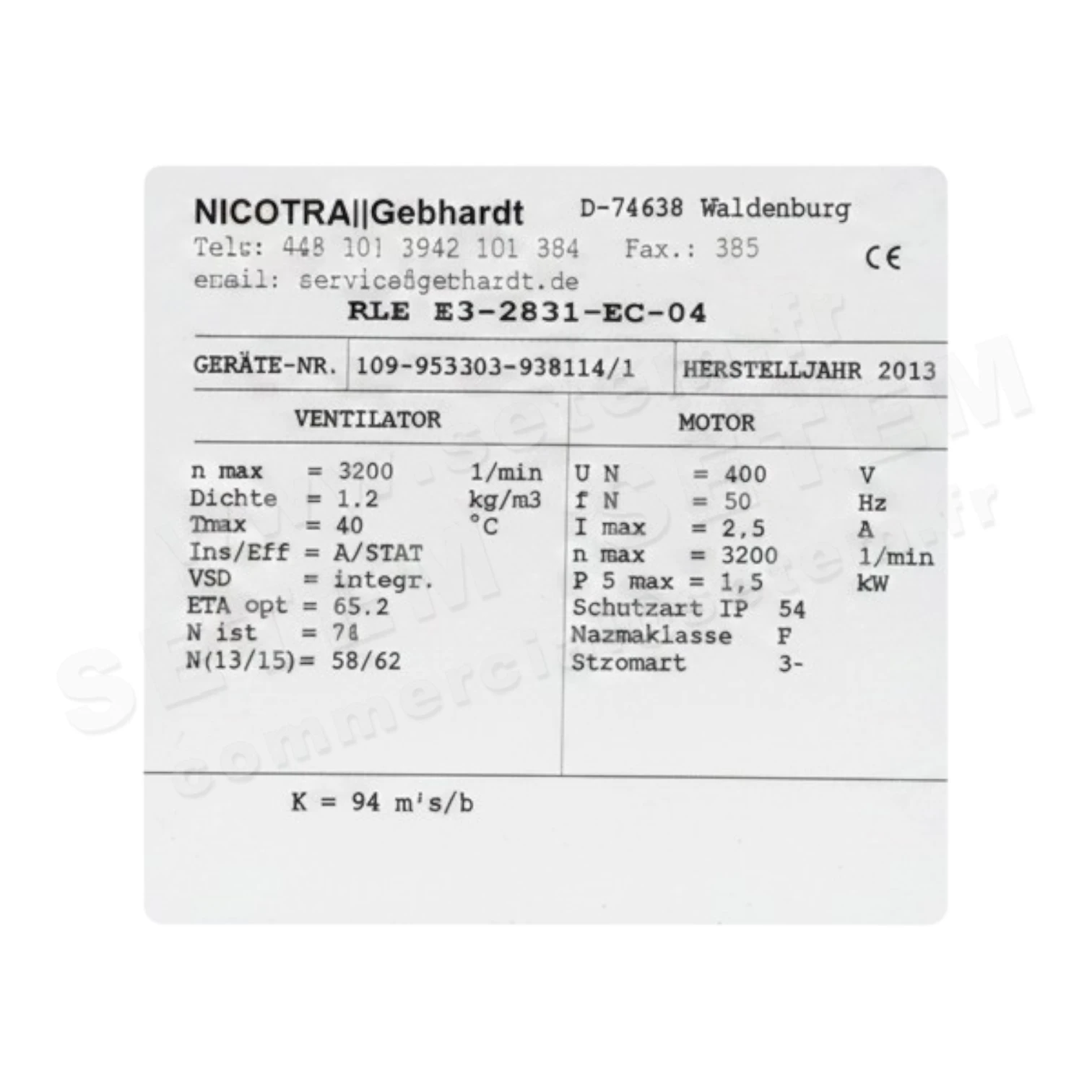 4624009816-ENSEMBLE MOTEUR/VENTILATEUR NICOTRA GEBHARDT RLE E3-2831-EC-04 2