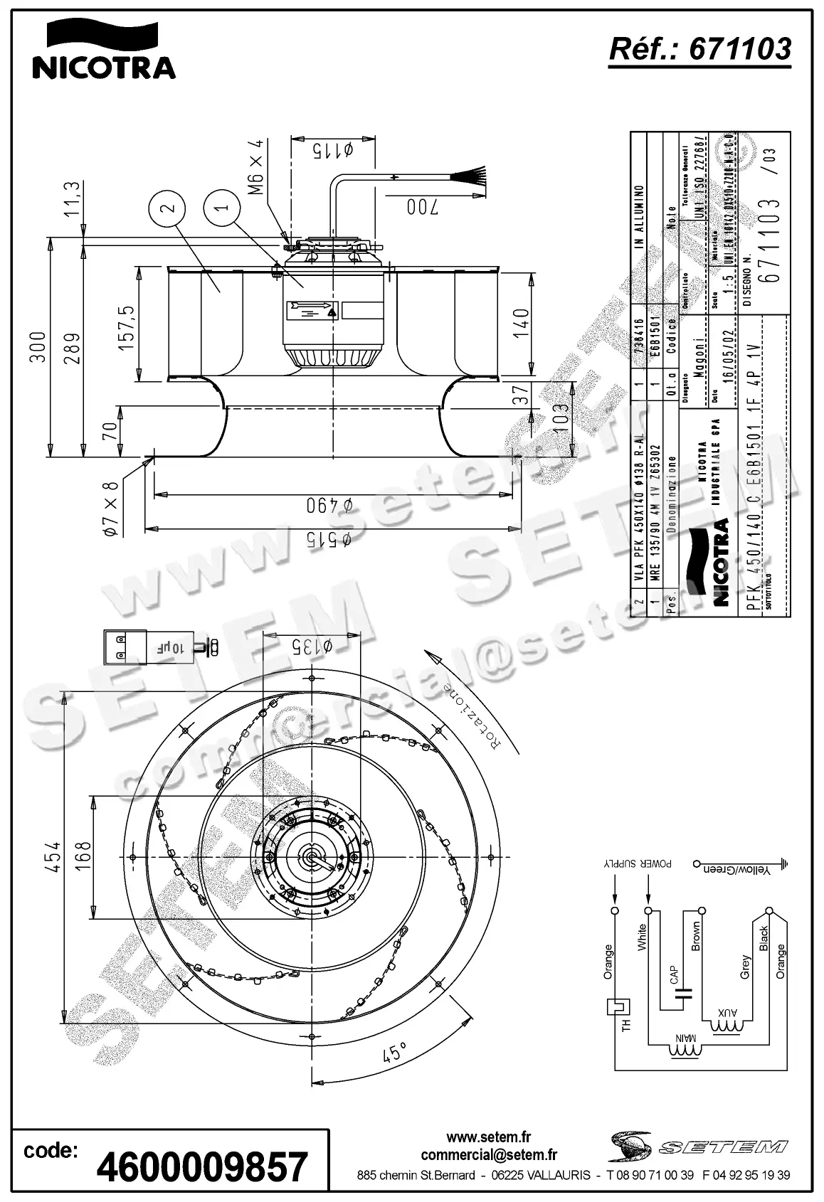 4624009857-MOTOTURBINE NICOTRA GEBHARDT PFK450/140C 420W 4P M230V 1V E6B1501 *671103* 2