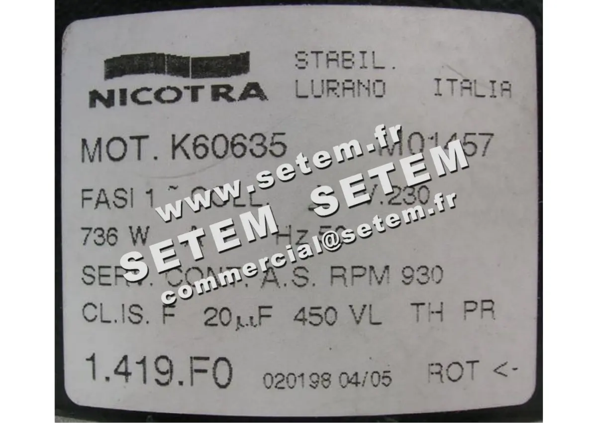 4624500049-MOTEUR NICOTRA K60635M01457 *1419F0* 3