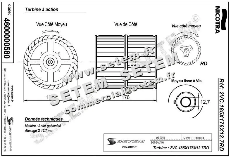 4624500580-TURBINE NICOTRA 2VC.185X176X12.7RD 2